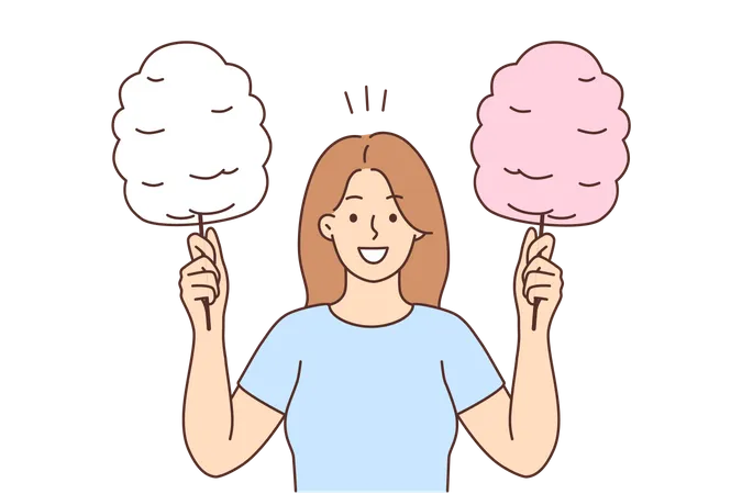 Happy girl holding candy floss  Illustration