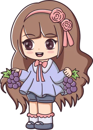 Happy Girl holding grapes  Illustration