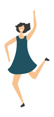 Happy girl jumping  Illustration