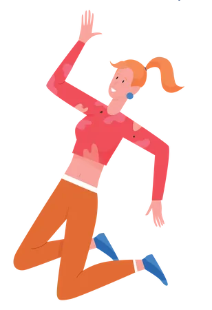 Happy girl jumping  Illustration