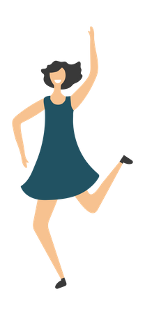 Happy girl jumping  Illustration