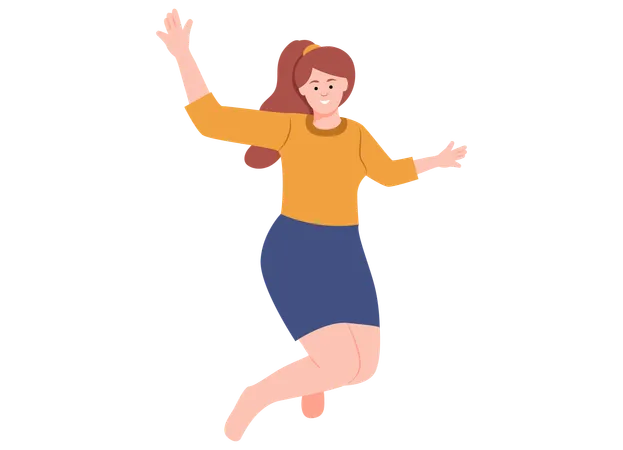 Happy Girl Jumping  Illustration