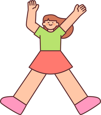 Happy girl jumping  Illustration