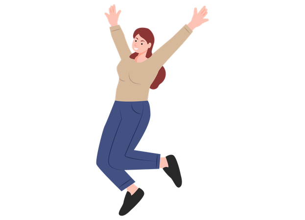 Happy Girl Jumping  Illustration