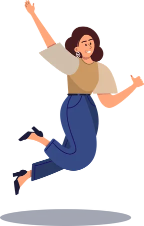 Happy girl jumping in air  Illustration