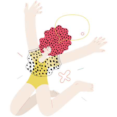 Happy girl jumping in air  Illustration