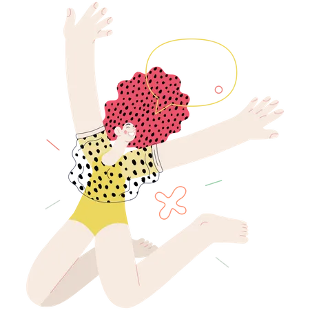 Happy girl jumping in air  Illustration