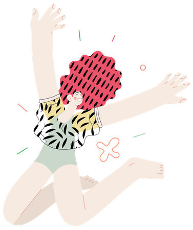 Happy girl jumping in air  일러스트레이션