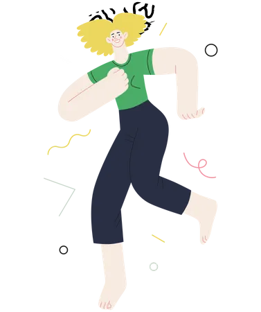 Happy girl jumping with happiness  Illustration