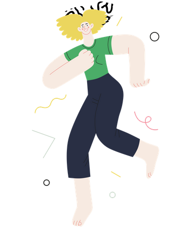 Happy girl jumping with happiness  Illustration