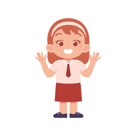 Happy Girl Showing Hands  Illustration