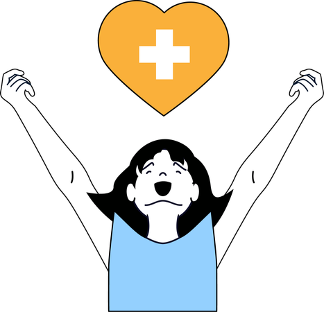 Happy Girl showing medical heart sign  Illustration