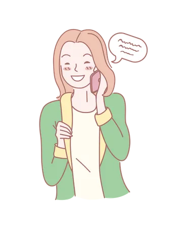 Happy Girl smiling while talking on phone  Illustration