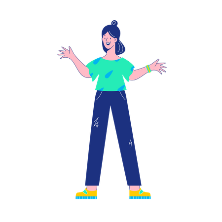 Happy girl standing  Illustration