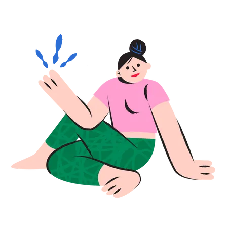 Happy Girl stretching  Illustration