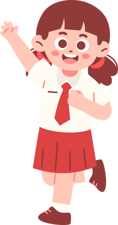 Happy girl Student Are Raising Her Hand  Illustration
