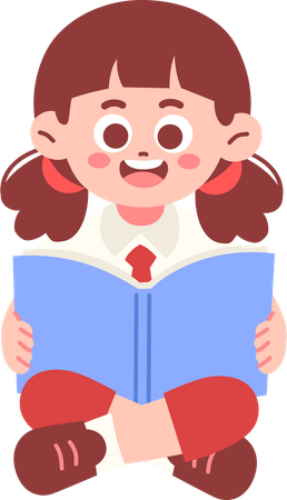 Happy Girl student reading book  Illustration