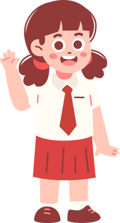 Happy girl Student Say Hello  Illustration