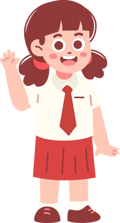 Happy girl Student Say Hello  Illustration