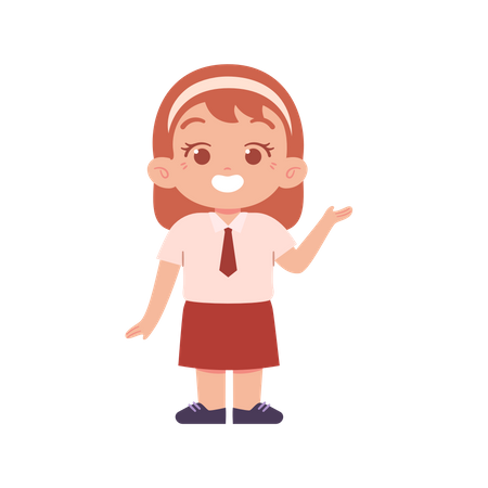 Happy Girl Student Showing Something Right  Illustration