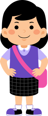 Happy girl student with school uniform  Illustration