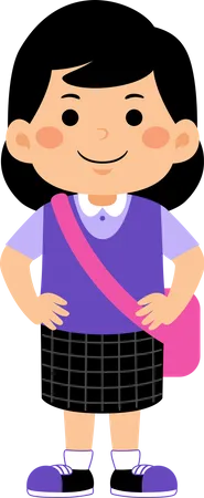 Happy girl student with school uniform  Illustration