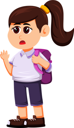 Happy girl student with school uniform  Illustration