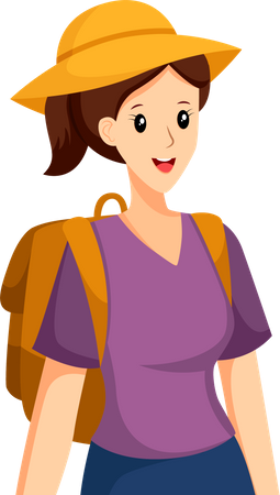 Happy Girl Traveling  イラスト