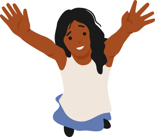 Happy girl waving hands Illustration