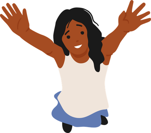 Happy girl waving hands  Illustration