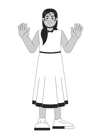 Happy girl Waving hands  Illustration