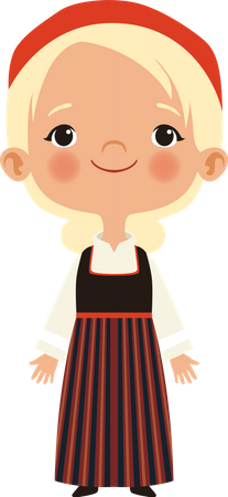 Happy girl wearing cultural dress Illustration