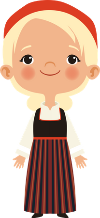 Happy girl wearing cultural dress  Illustration