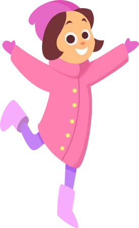 Happy girl wearing winter clothe Illustration
