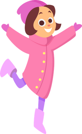 Happy girl wearing winter clothe  Illustration