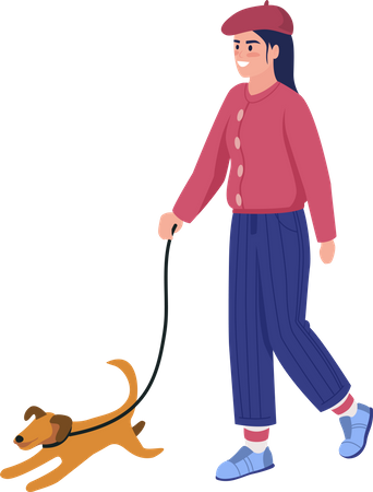 Happy girl with puppy Illustration