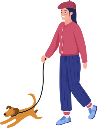 Happy girl with puppy Illustration