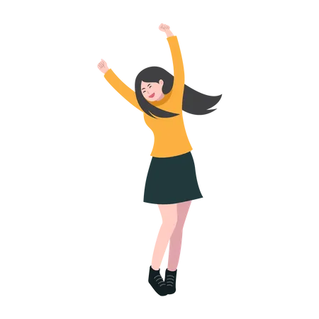 Happy Girl with Yellow Clothes  Illustration