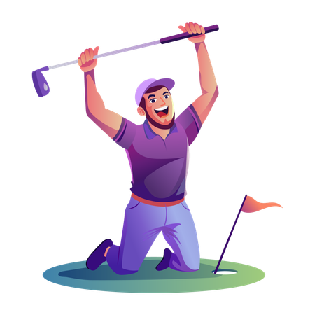 Happy Golfer hitting shot  Illustration