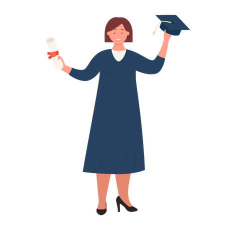 Happy graduate female student  Illustration