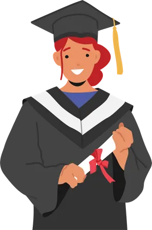 Happy graduate girl holding degree certificate Illustration