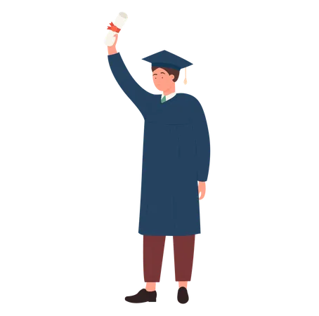 Happy Graduate Student Vector Illustration Cartoon Flat Young Man With Certificate Or Diploma In Hands Celebrating Graduation Education Illustration
