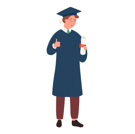 Happy Graduate Student Vector Illustration Cartoon Flat Young Man With Certificate Or Diploma In Hands Celebrating Graduation Education Illustration