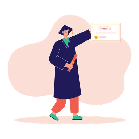 Happy graduate student with certificate Illustration