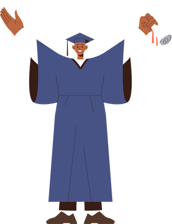 Happy graduate student with diploma certificate  Illustration
