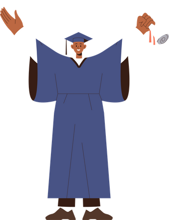 Happy graduate student with diploma certificate  Illustration