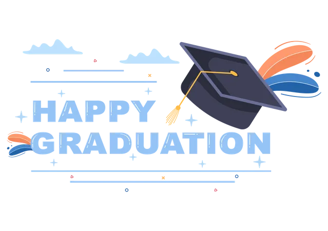 Happy Graduation Day Of Students Celebrating Background Vector Illustration Wearing Academic Dress Graduate Cap And Holding Diploma In Flat Style Illustration