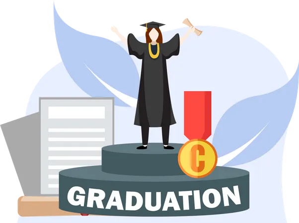 Happy graduation student  Illustration