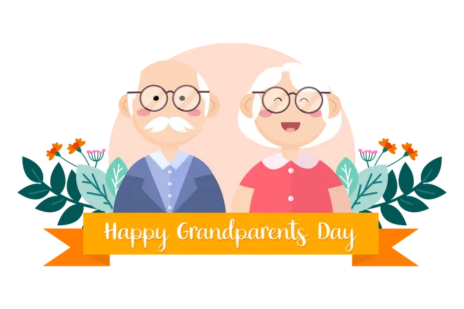 Grandparents Day Is Celebrated To Show The Bond Between Grandparents And Grandchildren Vector Flat Vector Illustration イラスト