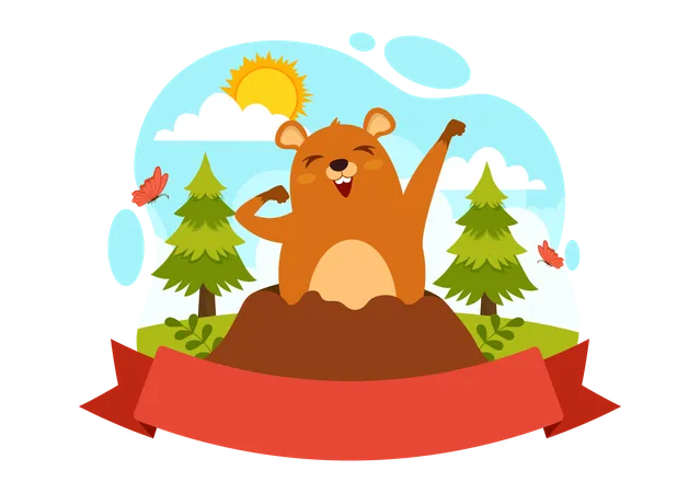 Happy Groundhog Day  Illustration